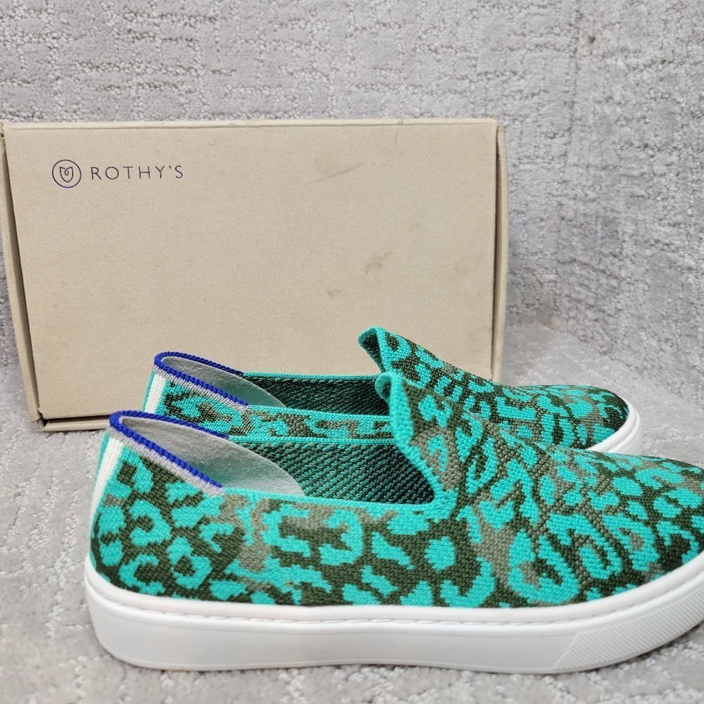 Rothy's The Kids Sneaker Aqua Camo Slip On Shoes Little Kids Size 2 - Picture 2 of 10
